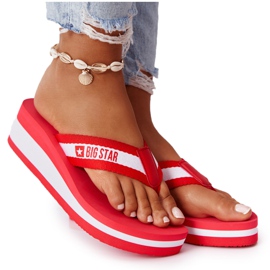 Infradito da donna sulla zeppa Big Star HH274A095 Red bianco rosso