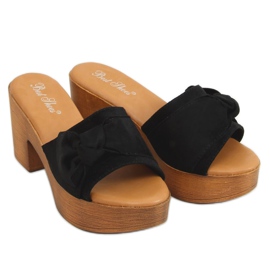 Pantofole nere ala zoccoli nere YL-3M127 Black nero