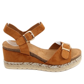 Espadrillas su zeppa cammello YL93 Camel marrone