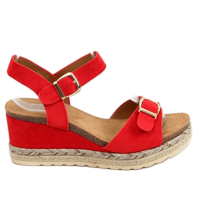 Red YL93 Espadrillas rosse su zeppe rosso