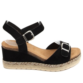 Espadrillas nere su zeppe YL93 Black nero