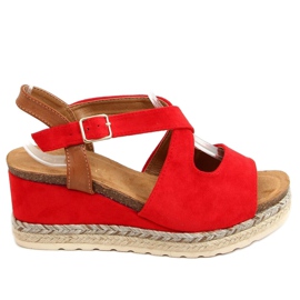 Red YL90 Espadrillas rosse su zeppe rosso