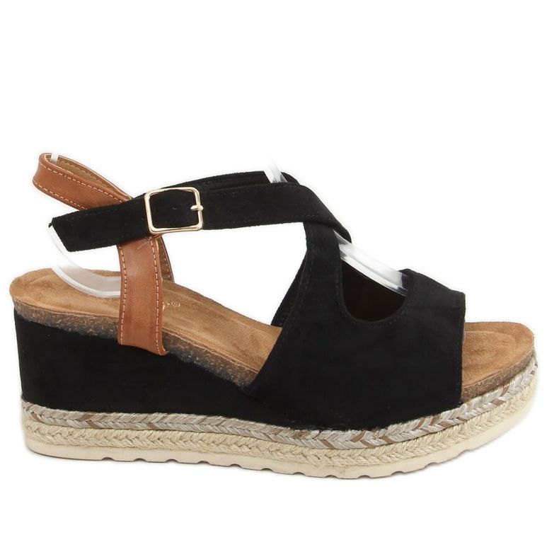 Espadrillas nere su zeppe YL90 Black nero