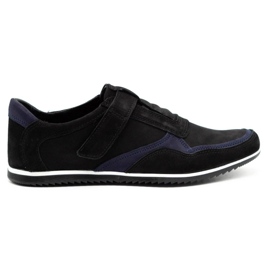 Polbut Scarpe casual da uomo in pelle 2102/2 nere con blu navy nero