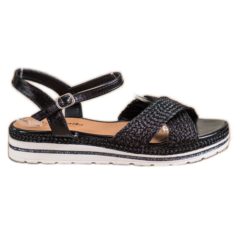 Mannika Sandali neri sulla piattaforma nero