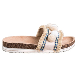 SHELOVET Pantofole alla moda con pompon beige