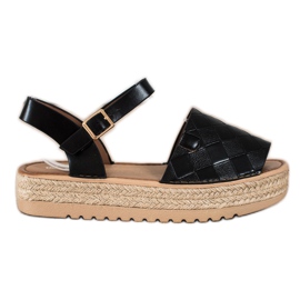 SHELOVET Sandali Espadrillas Con Ecopelle nero