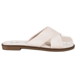 Ideal Shoes Eleganti pantofole in pelle scamosciata beige