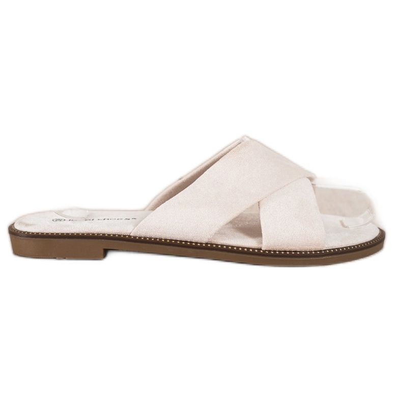 Ideal Shoes Eleganti pantofole in pelle scamosciata beige