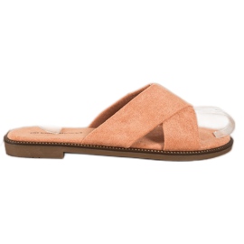 Ideal Shoes Eleganti pantofole in pelle scamosciata arancia