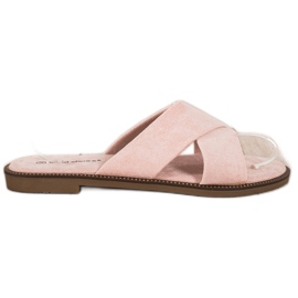 Ideal Shoes Eleganti pantofole in pelle scamosciata rosa