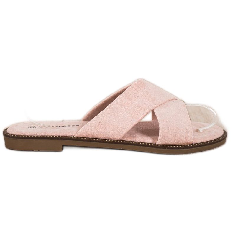 Ideal Shoes Eleganti pantofole in pelle scamosciata rosa