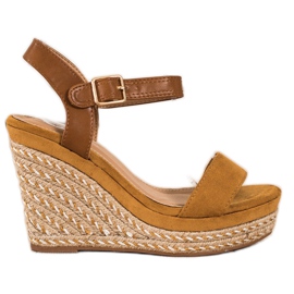 SHELOVET Espadrillas su sandali con zeppa marrone