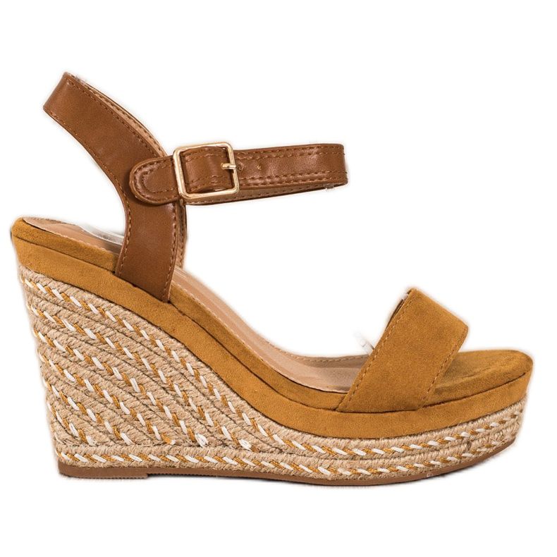 SHELOVET Espadrillas su sandali con zeppa marrone