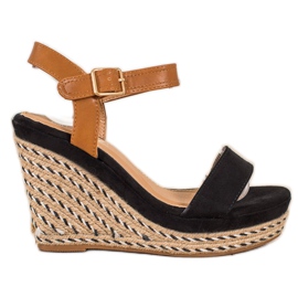 SHELOVET Espadrillas su sandali con zeppa nero