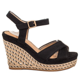 SHELOVET Sandali eleganti su zeppa nero