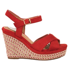 SHELOVET Sandali eleganti con zeppa rosso