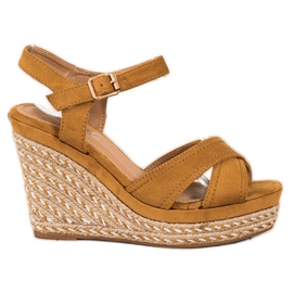 SHELOVET Sandali eleganti su zeppa marrone