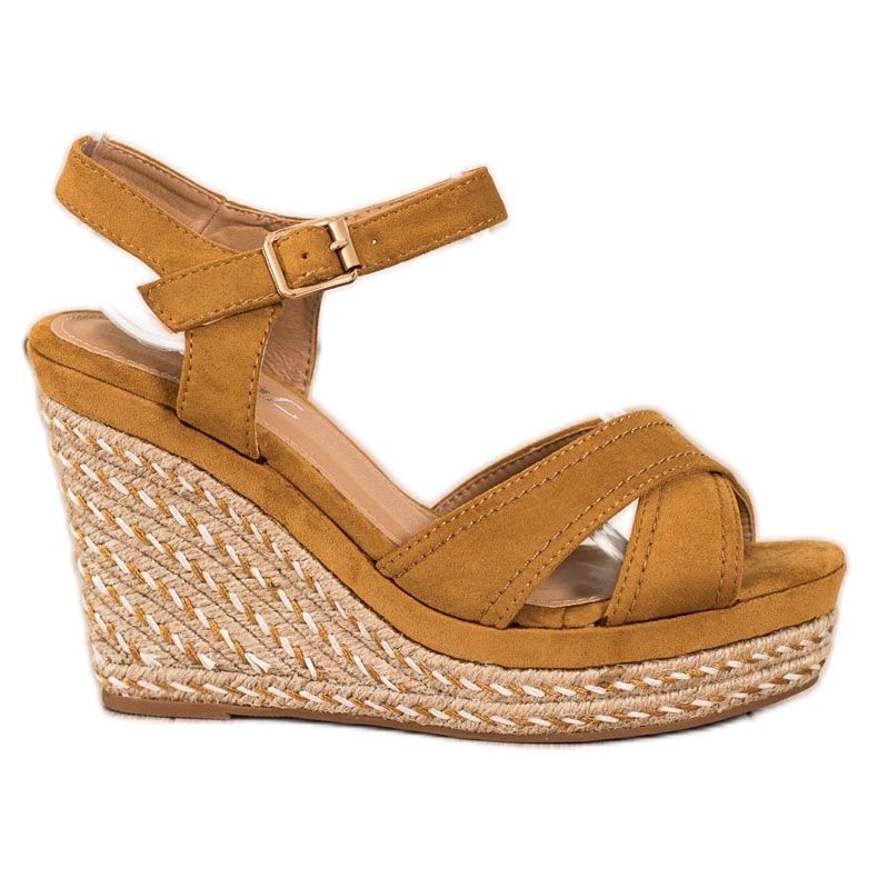 SHELOVET Sandali eleganti su zeppa marrone