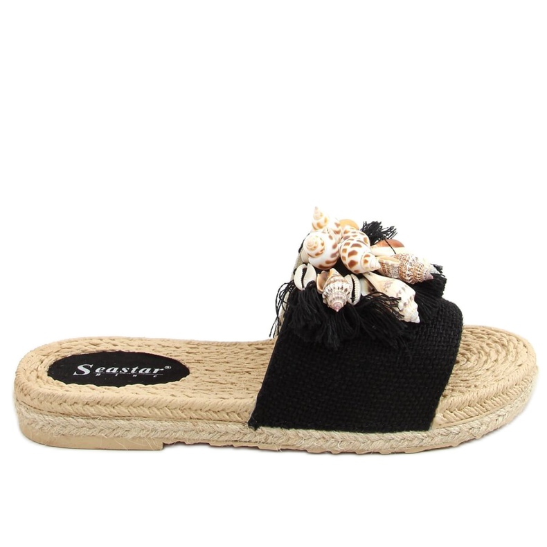 Nero YQ228P Pantofole nere con conchiglie