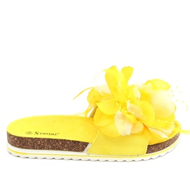 Pantofole in sughero con fiori giallo CK113P Giallo