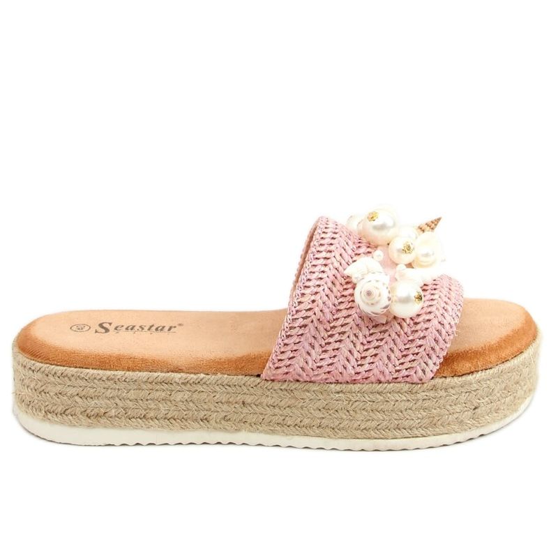 Pantofole espadrillas con conchiglie rosa CK117P Pink