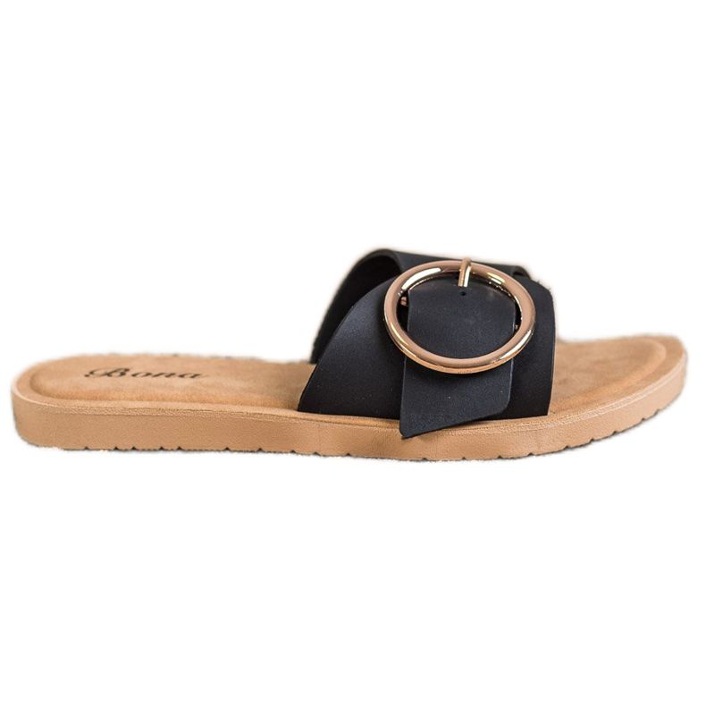Bona Pantofole Con Fibbia Decorativa nero
