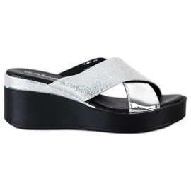 Weide Pantofole con zeppa argento