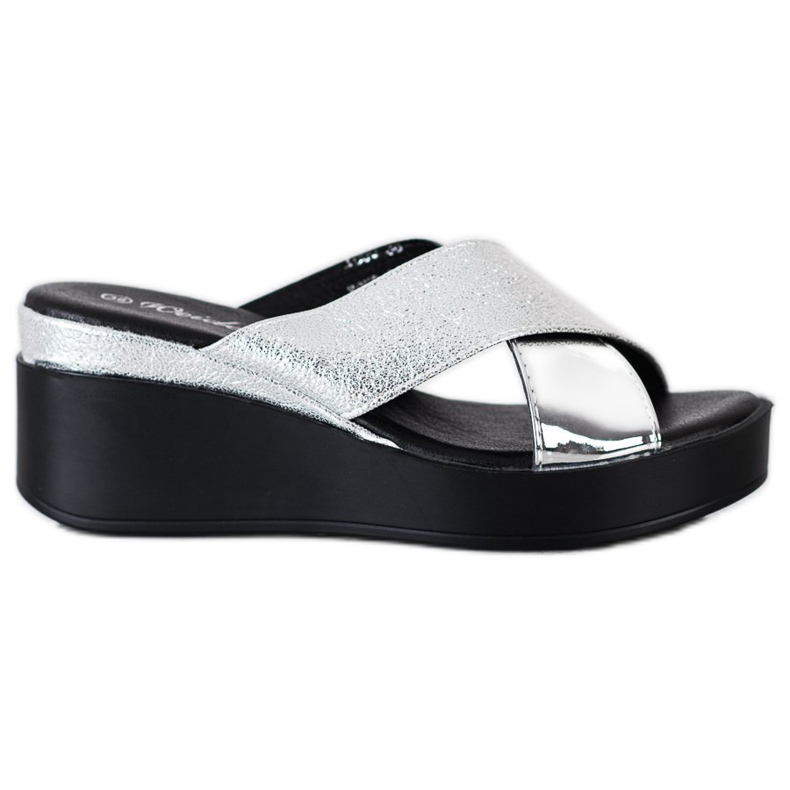 Weide Pantofole con zeppa argento d'argento