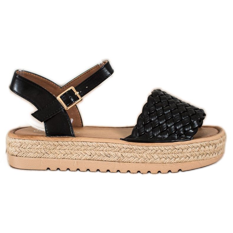 SHELOVET Sandali espadrillas intrecciati nero