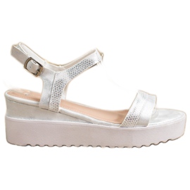 Bestelle Sandali con zeppa scintillanti bianco
