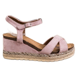 SHELOVET Sandali con zeppa con pelle scamosciata rosa