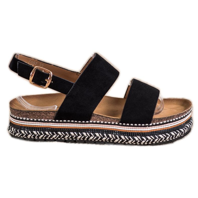 Ideal Shoes Sandali in pelle scamosciata sulla piattaforma nero