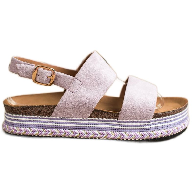 Ideal Shoes Sandali in pelle scamosciata sulla piattaforma viola