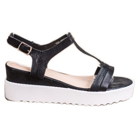 Bestelle Sandali con zeppa scintillanti nero
