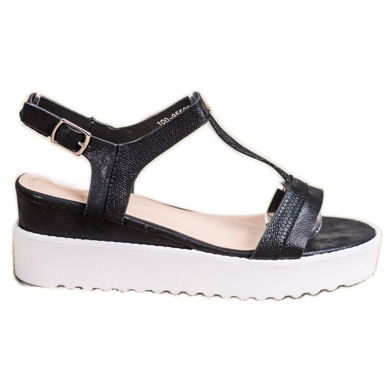 Bestelle Sandali con zeppa scintillanti nero