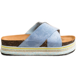 SHELOVET Pantofole in pelle scamosciata blu