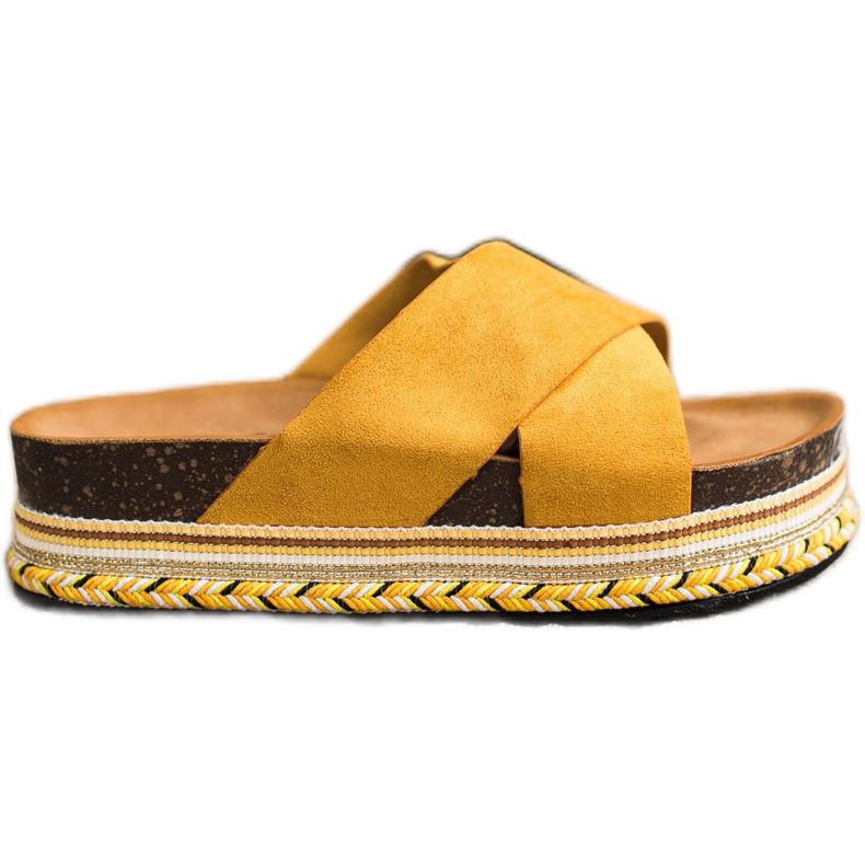 SHELOVET Pantofole in camoscio senape giallo