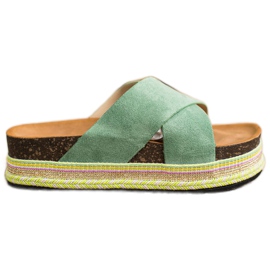 SHELOVET Pantofole Verdi Con Camoscio verde