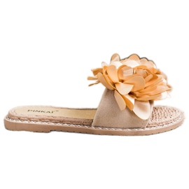SHELOVET Pantofole Beige Con Fiore