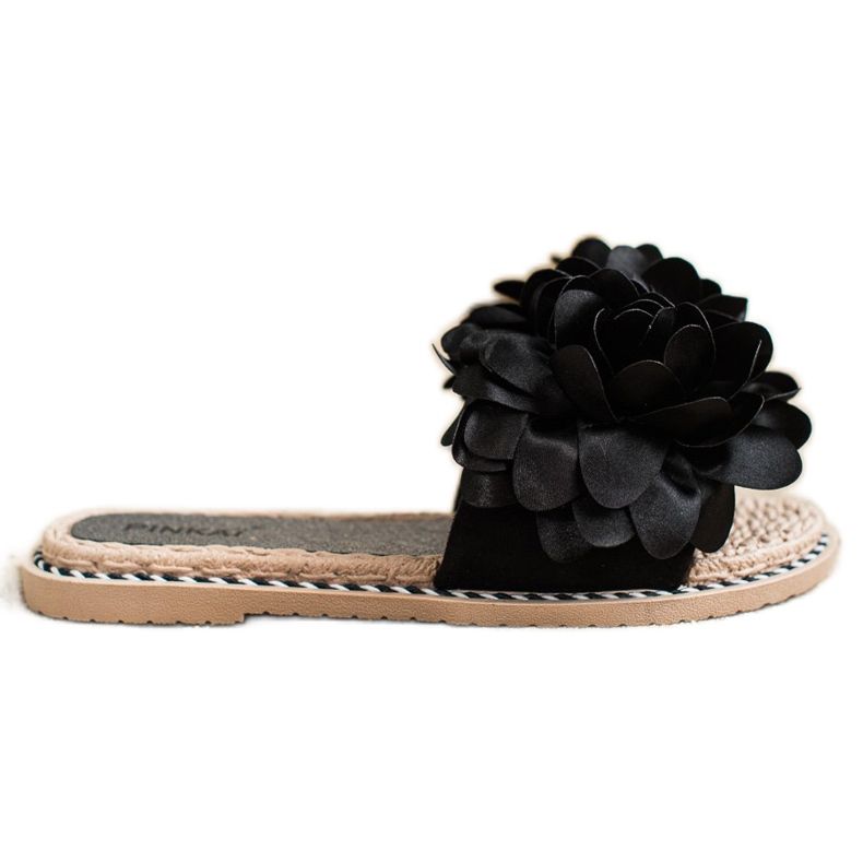 SHELOVET Pantofole Nere Con Fiore nero