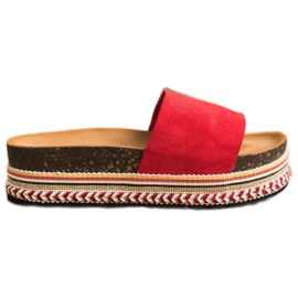 SHELOVET Comode pantofole in pelle scamosciata rosso