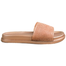 SHELOVET Pantofole lucide dorate d'oro