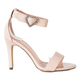 Diamantique Sandali su un tacco alto con ornamento beige