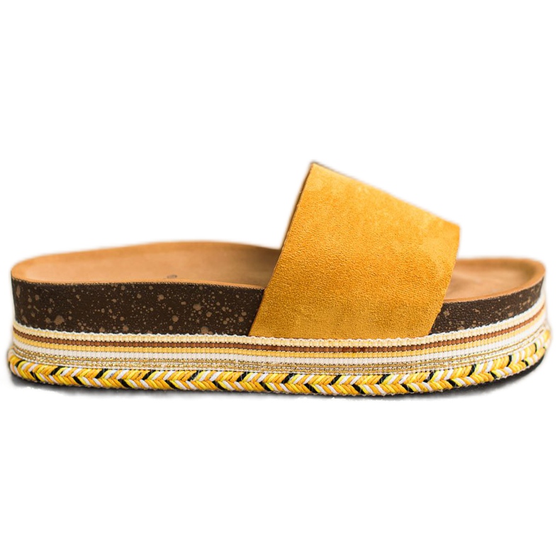 SHELOVET Comode pantofole in pelle scamosciata giallo