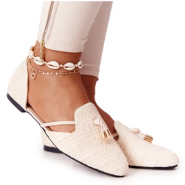 Ballerina Spitz Con Filo Intrecciato Lu Boo Beige