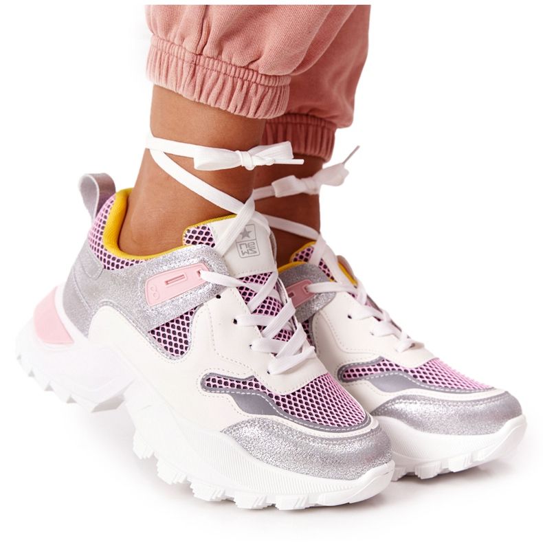 PE1 Scarpe Sportive da Donna Sneakers Bianco-Rosa Infinity bianca