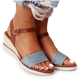 EVE Sandali Con Zeppa Intrecciata Blu Tenerife marrone