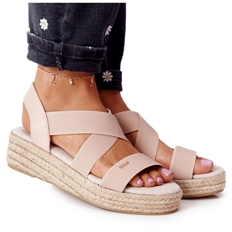 Sandali con zeppa a coste Big Star HH274413 Rosa