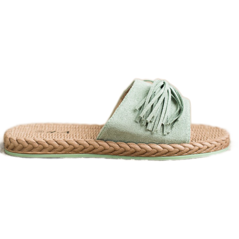 SHELOVET Ciabatte Con Frange verde